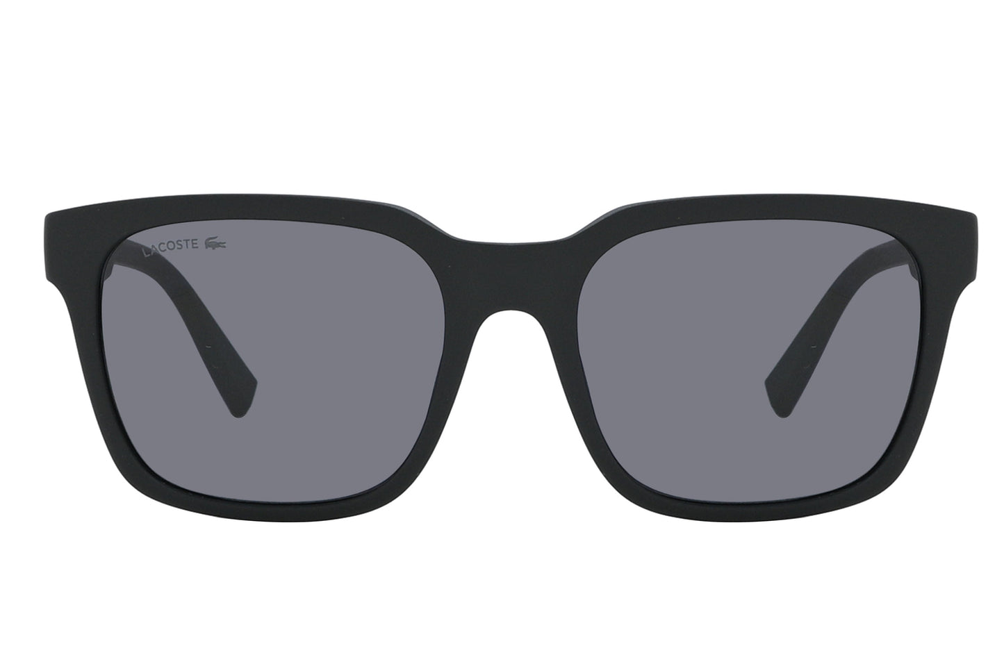Black sunglasses with dark lenses on a white background