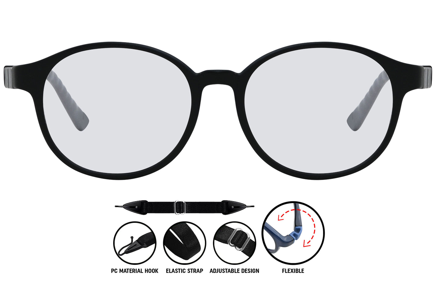 Dark grey C2 aviator eyeglasses with modern frame design for men and women.