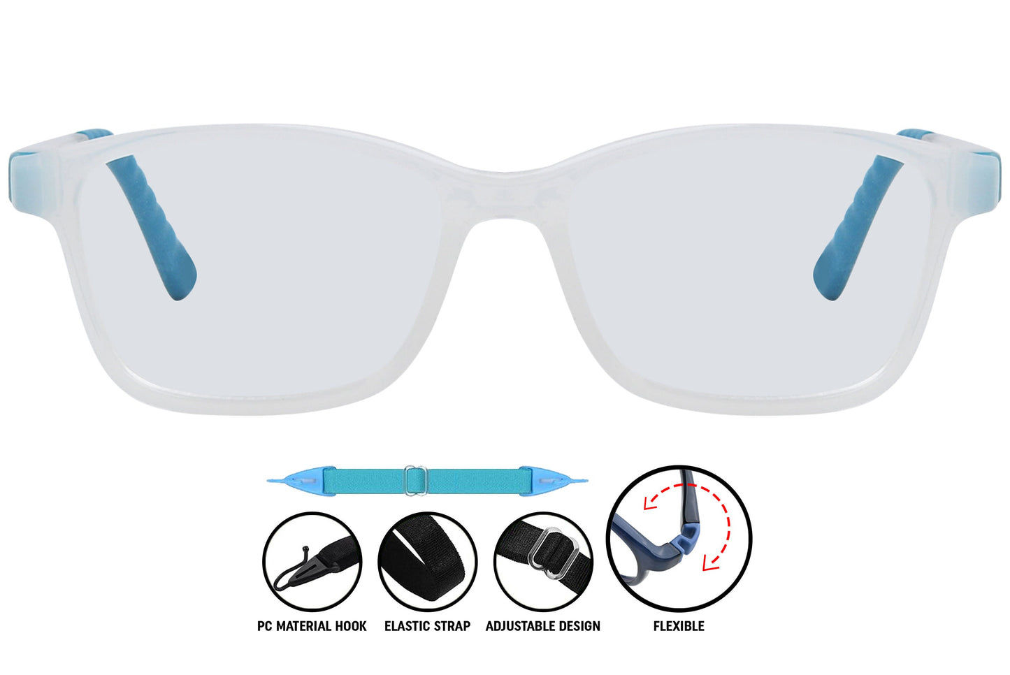 white rectangle eyeglasses showing frame texture and front