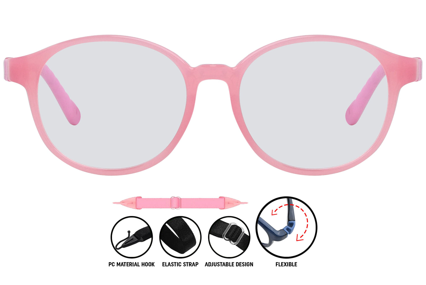 Close-up of light pink aviator eyeglasses showing fine details of the C5 frame – stylish, lightweight, and modern design.