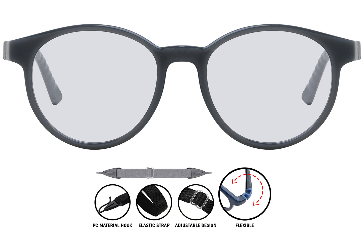 Coline round eyeglasses, front view, classic frame