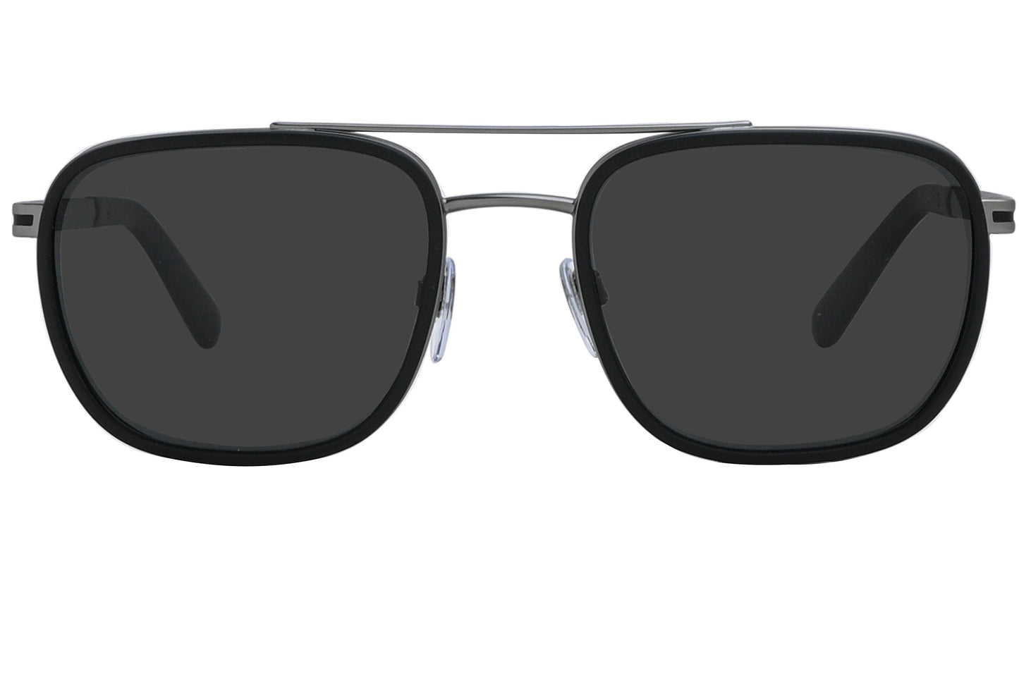 Black sunglasses with dark lenses on a white background
