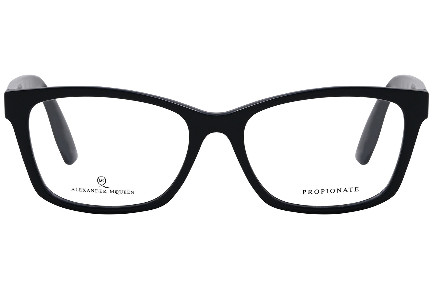 Black rectangle eyeglasses with the brand name 'Propionate' visible on one side.