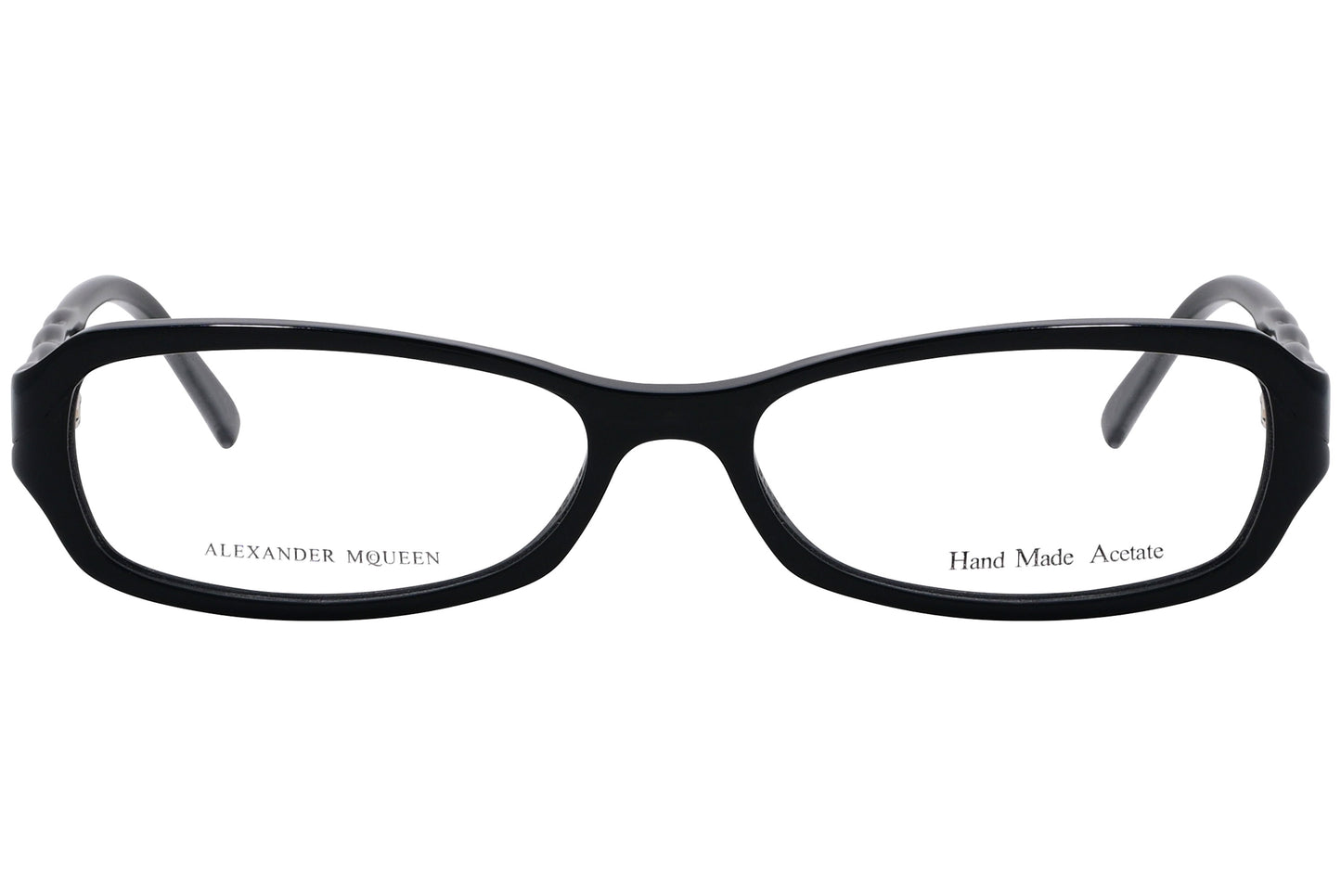 Black rectangle eyeglasses with a plastic frame, front view.