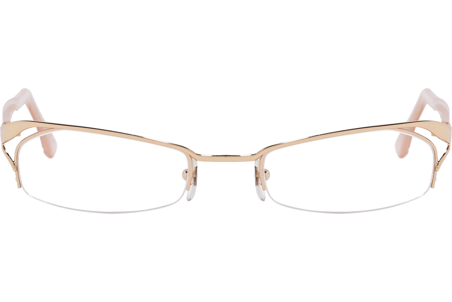 Gold rectangular eyeglasses with a metallic frame