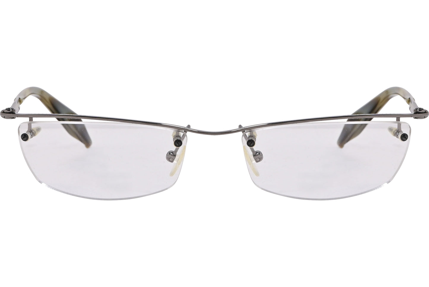 A pair of rectangular eyeglasses with bronze frame and clear lenses.
