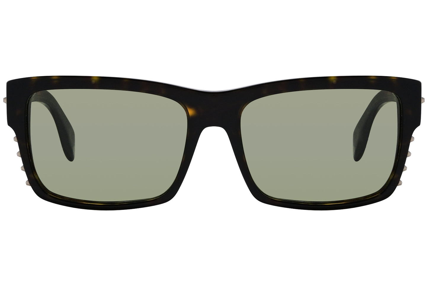 Tortoise-patterned rectangular sunglasses with a dark lens