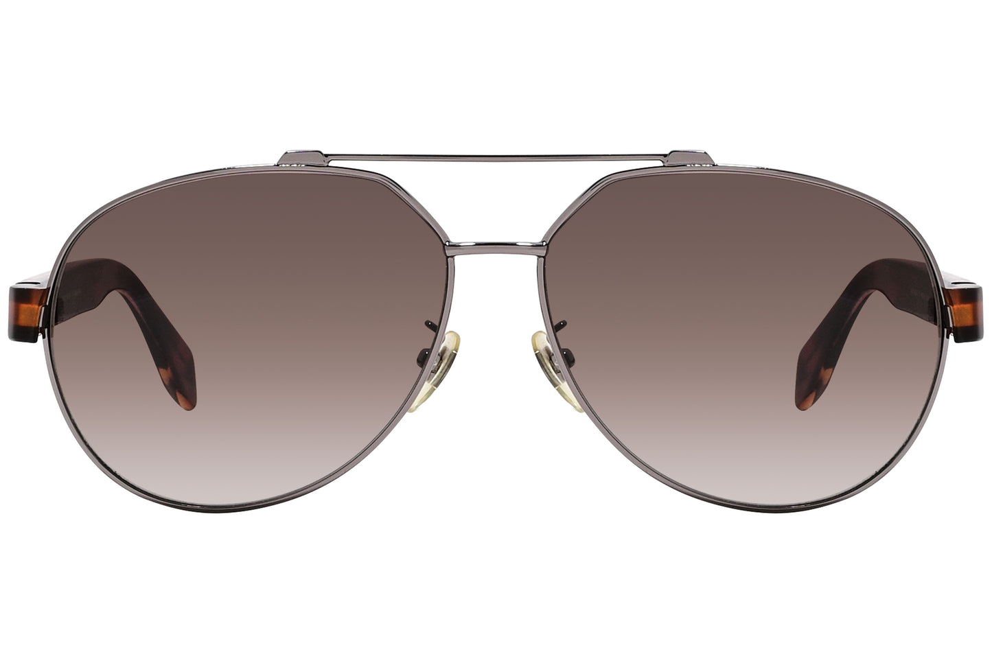 A pair of oval sunglasses with a tortoise patterned frame.