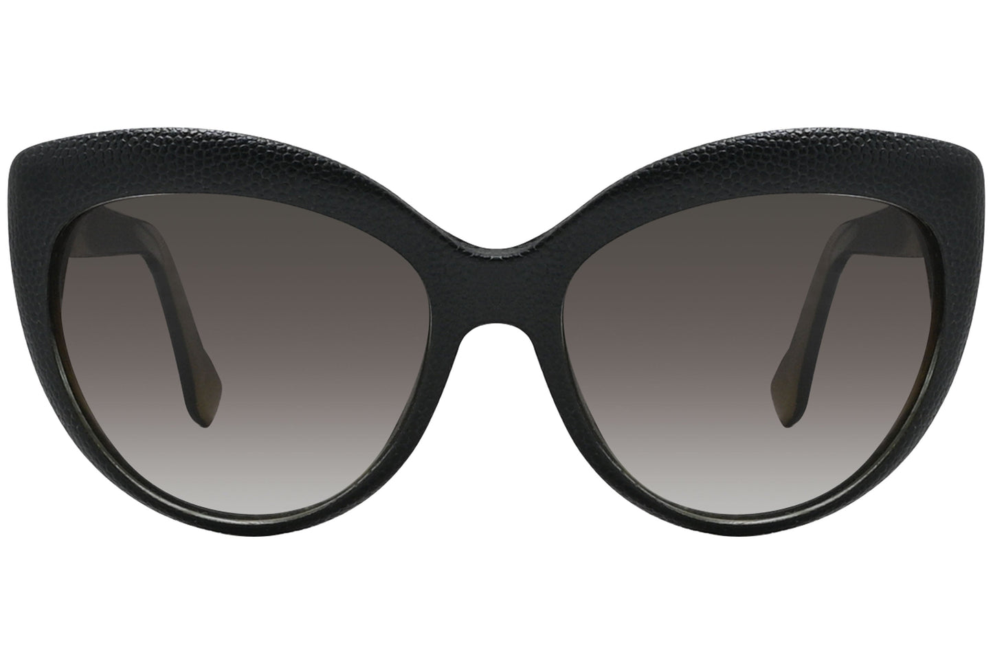balenciaga oval black eyeglasses frame viewed from a 90-degree angle.