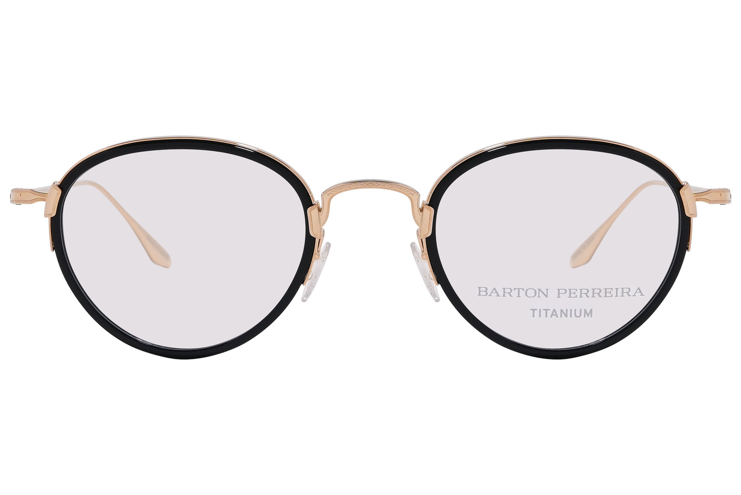 black & gold oval eyeglasses, front view, elegant frame style