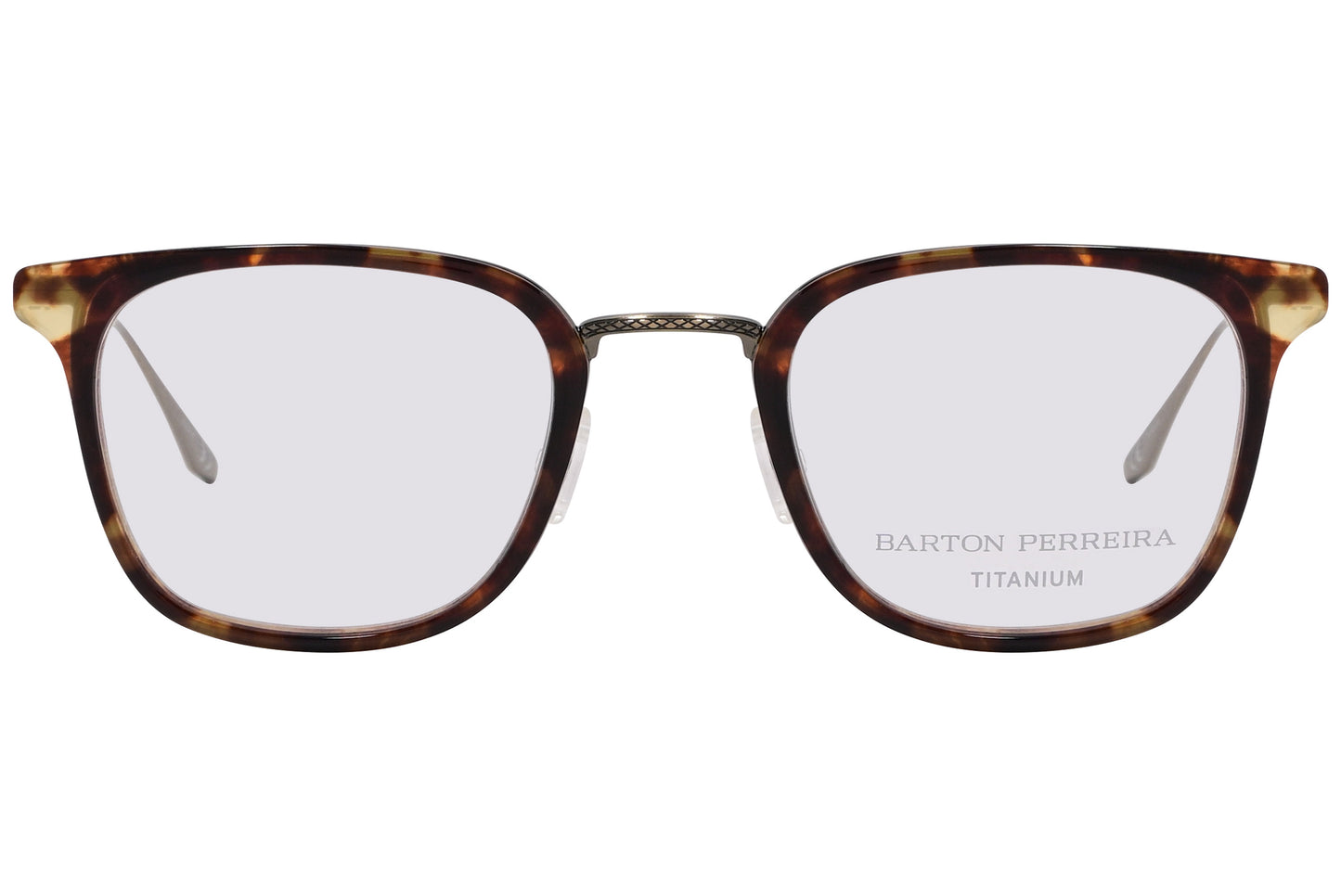 Tortoise square eyeglasses, front view, classic pattern frame