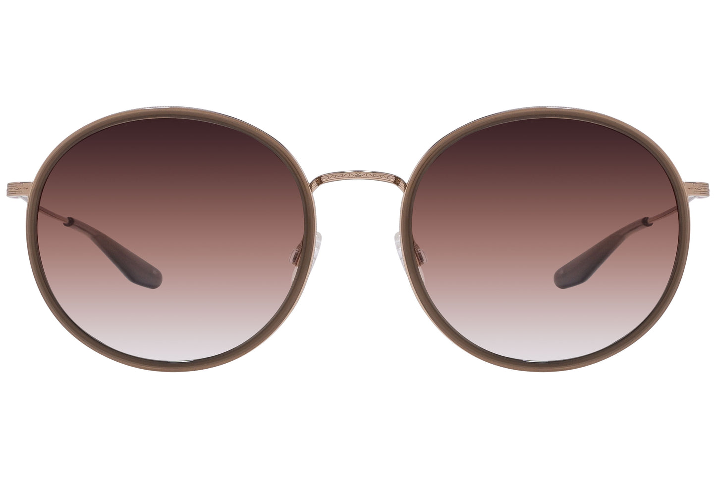 Gold round sunglasses, front view, classic frame style with UV protection lenses