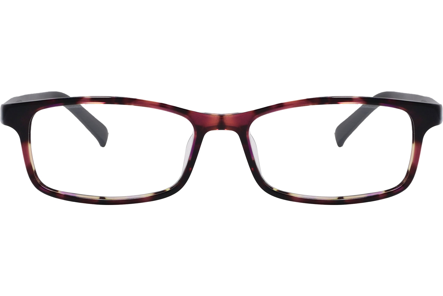 A pair of Bolon rectangle eyeglasses with a tortoise color frame.