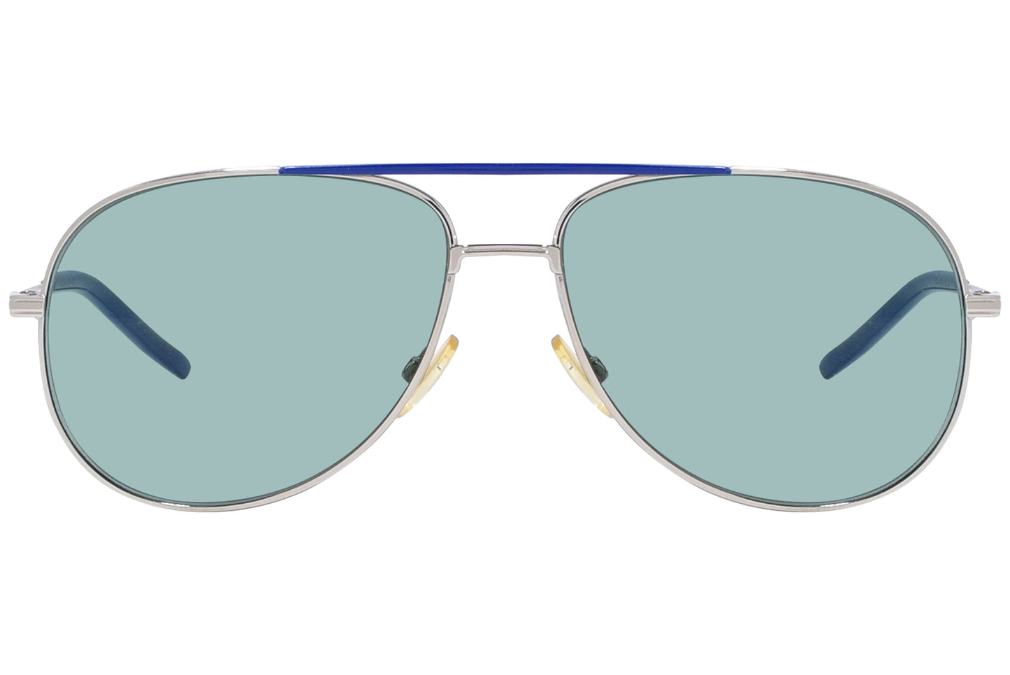Close-up of Dior Baby Sherif blue eyeglasses – vibrant luxury eyewear for men