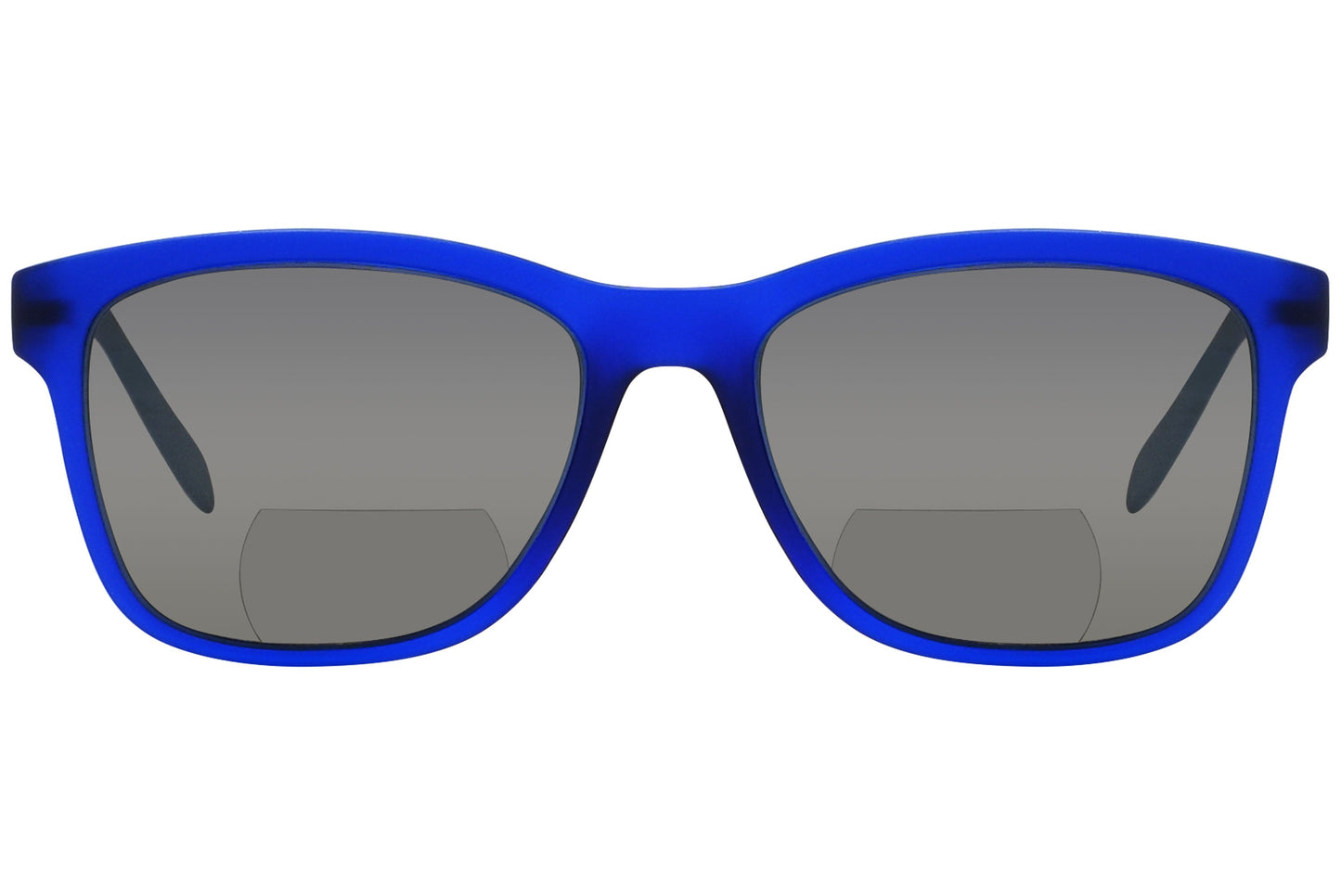 Close-up of blue wayfarer sunglasses for men highlighting lens clarity and stylish frame color