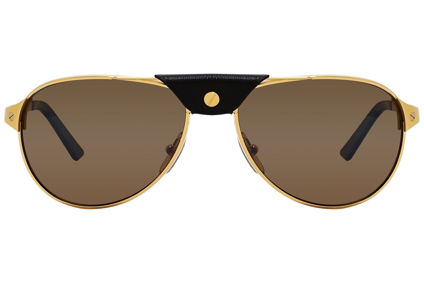Gold aviator sunglasses with polarized lenses and black accents on the frame.
