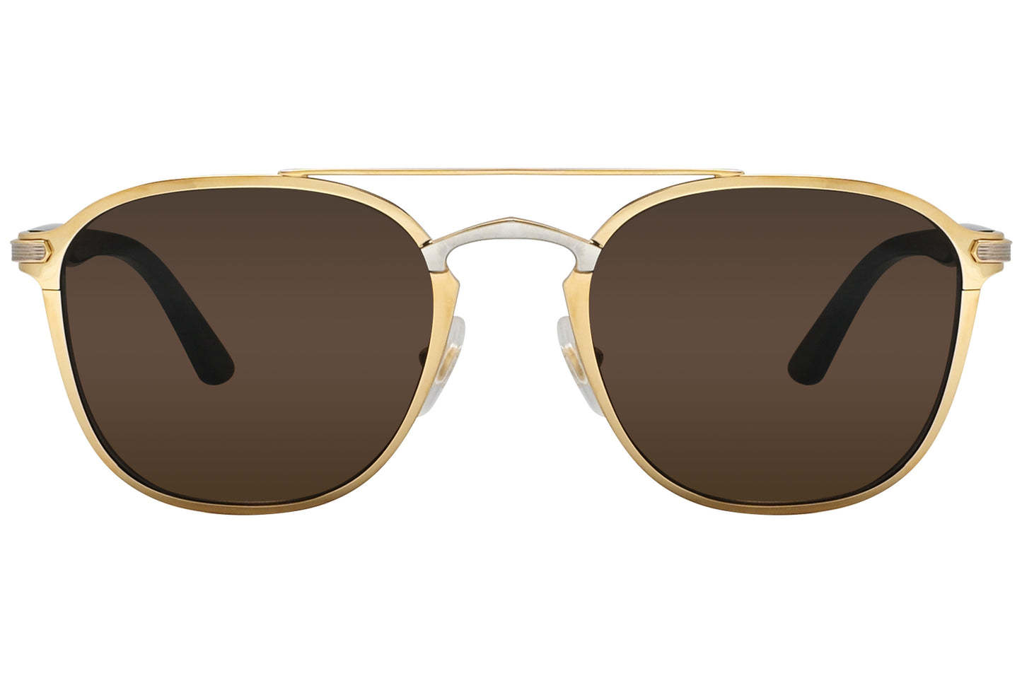 A pair of Cartier aviator sunglasses with gold frame and dark lenses.