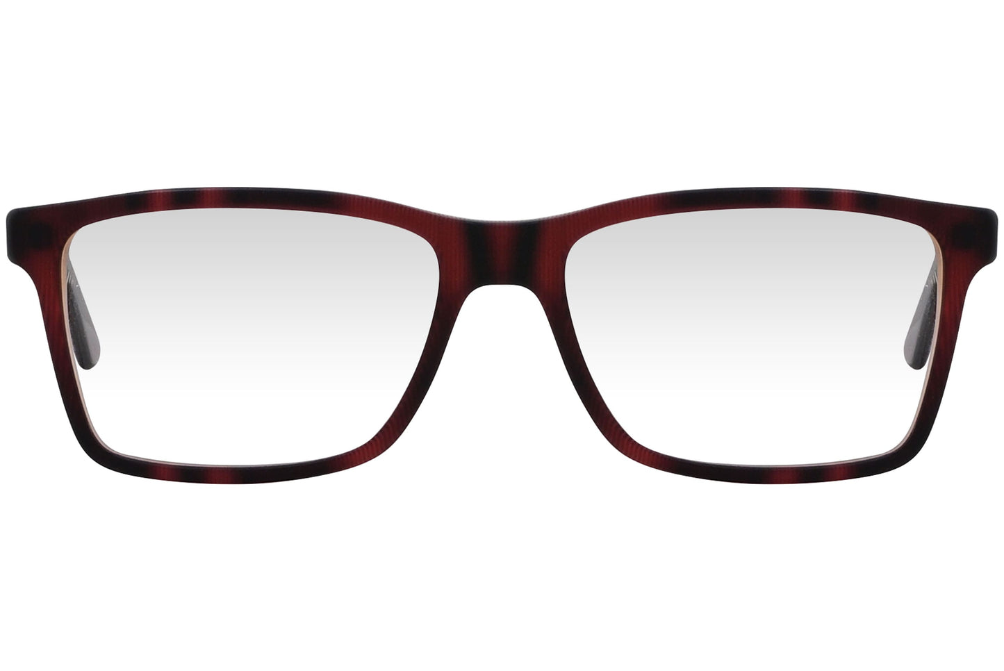 cellini rectangle red eyeglasses frame viewed from front angle.