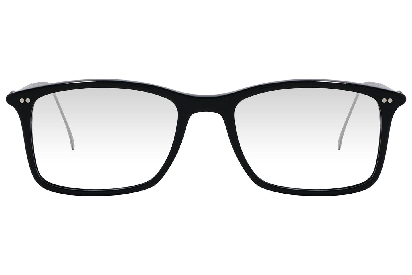 cellini rectangle black eyeglasses frame viewed from front angle.