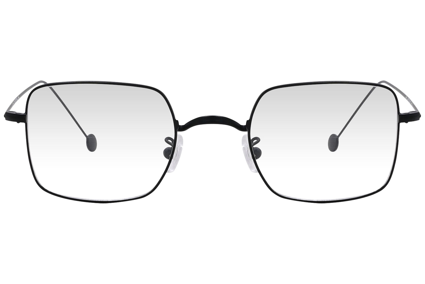 cellini square black eyeglasses frame viewed from front angle.