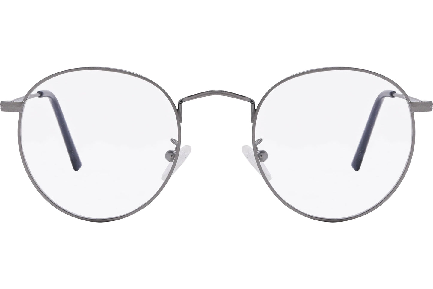 Cellini Round Gray Eyeglasses Frame Viewed From Front Angle.