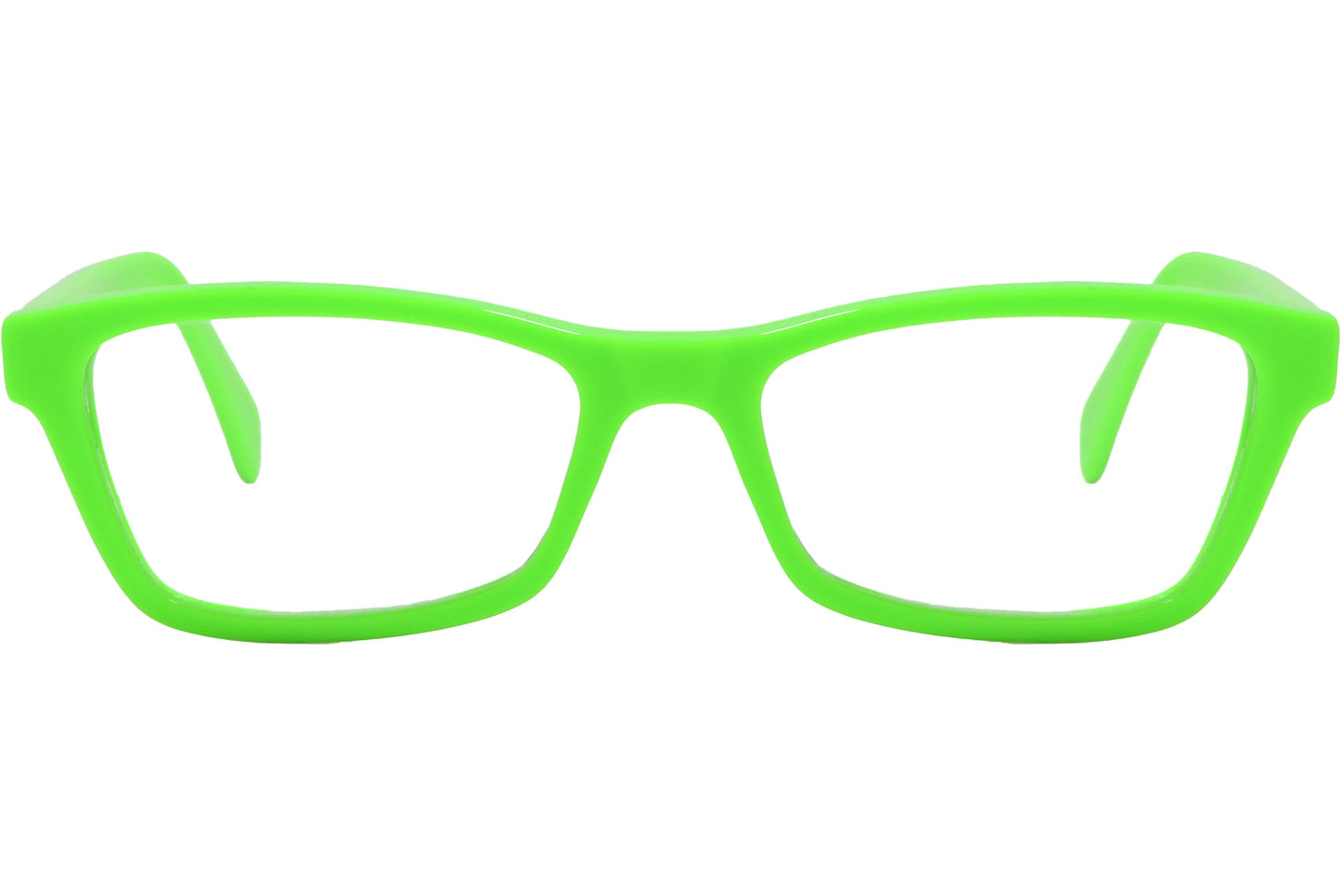 Cellini Rectangle Green Eyeglasses Frame Viewed From Front Angle.
