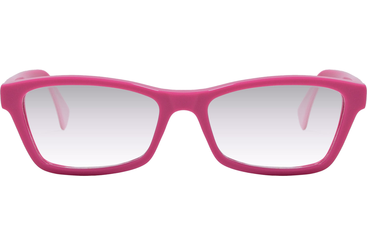 Cellini Rectangle Pink Eyeglasses Frame Viewed From Front Angle.