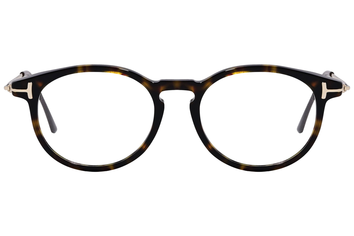 Cellini Round Tortoise And Gold Eyeglasses Frame Viewed From Front View.