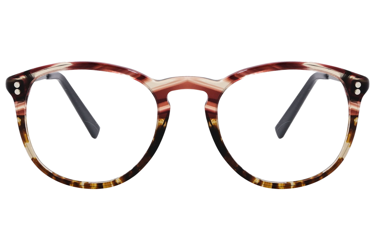 Cellini Round Black Eyeglasses Frame Viewed From Front View.