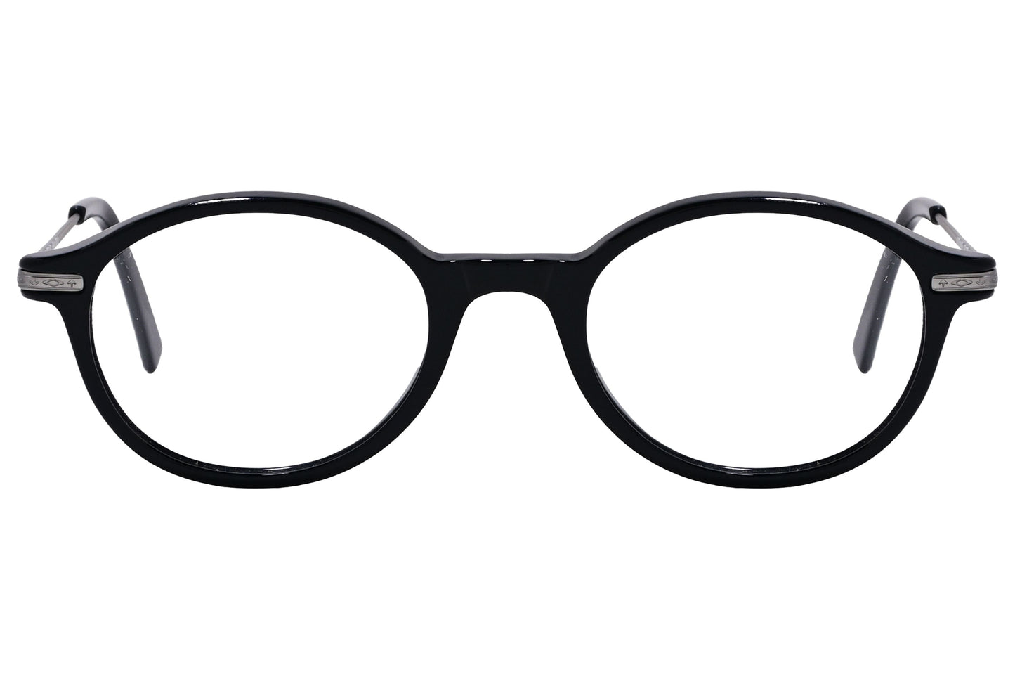 Cellini Oval Black And Silver Eyeglasses Frame Viewed From Front View.