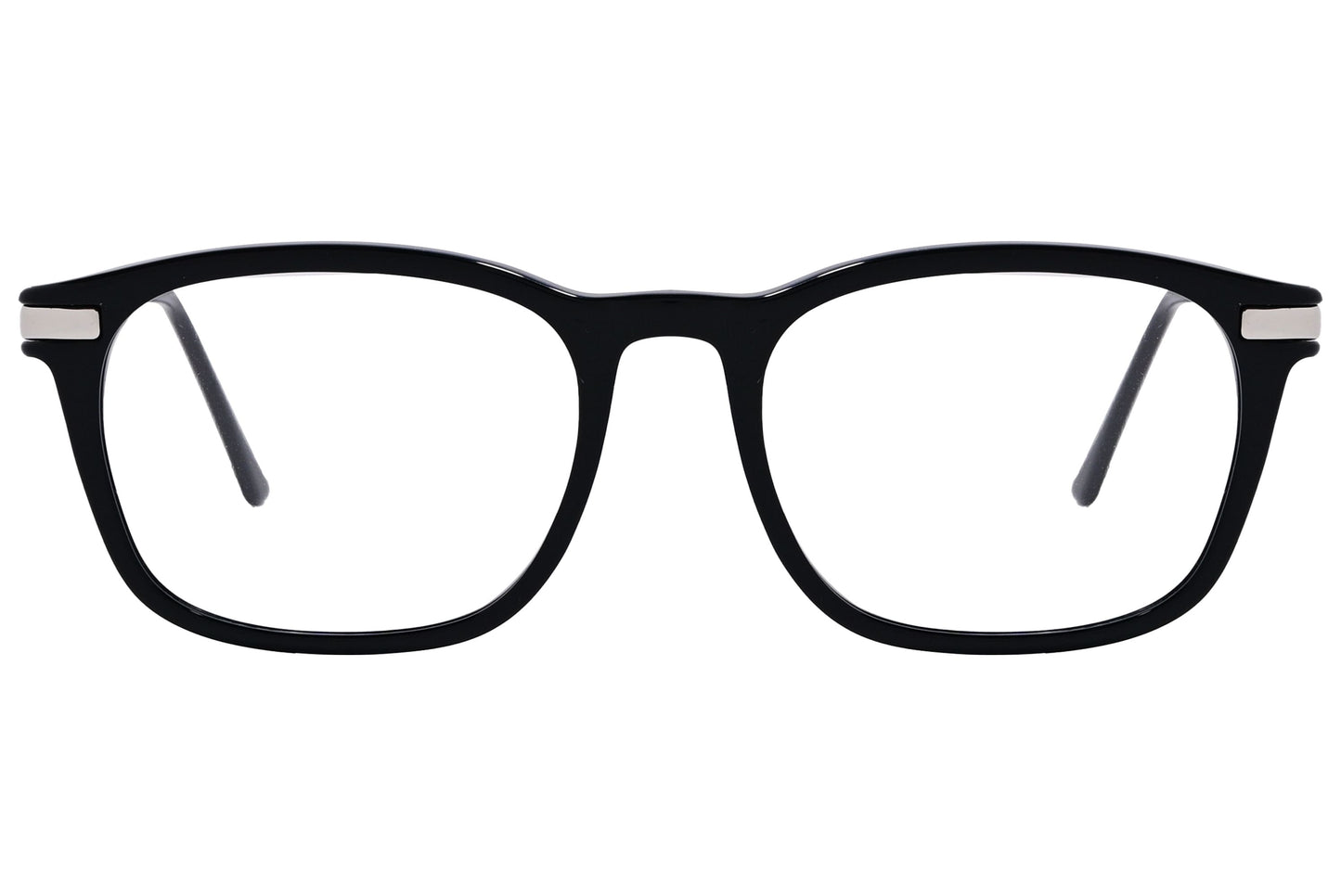 Cellini Square Black And Silver Eyeglasses Frame Viewed From Front View.