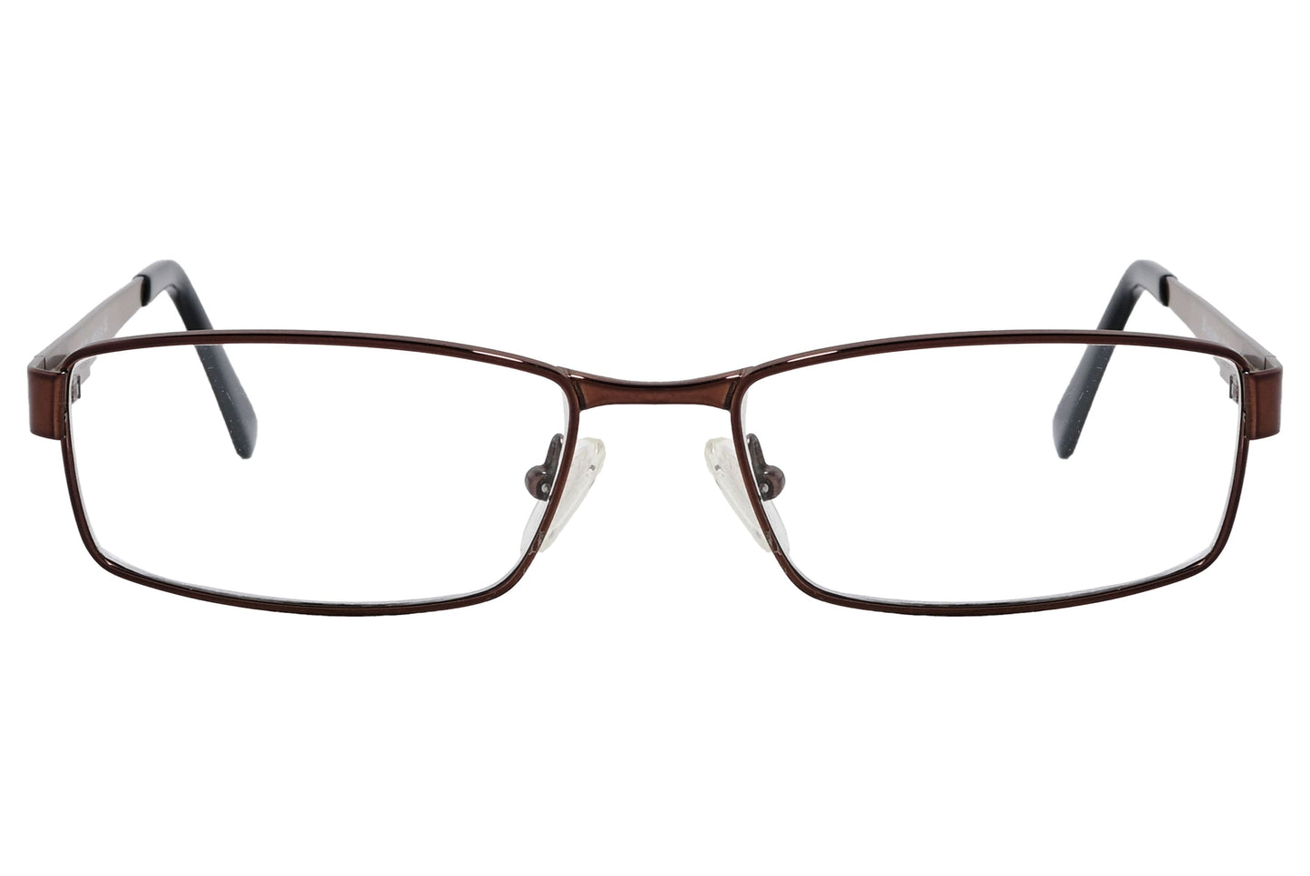 cellini rectangle bronze eyeglasses frame viewed from front angle.