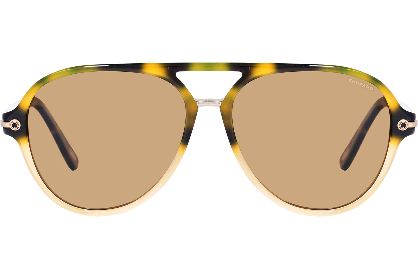 A pair of Chopard aviator sunglasses with a tortoise color frame.