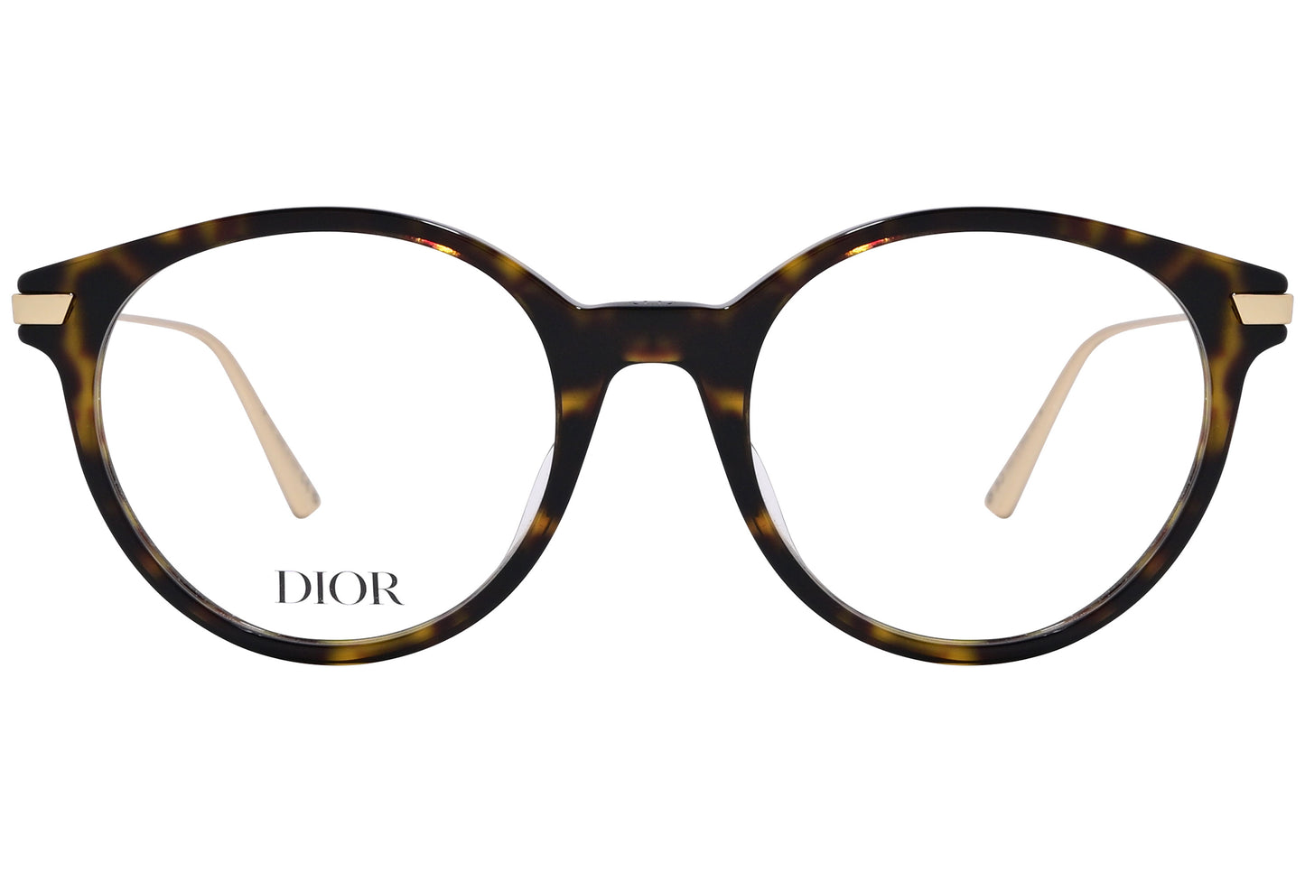 Close-up of Dior Gemdior R4I-2200 – refined tortoise and gold unisex eyeglasses