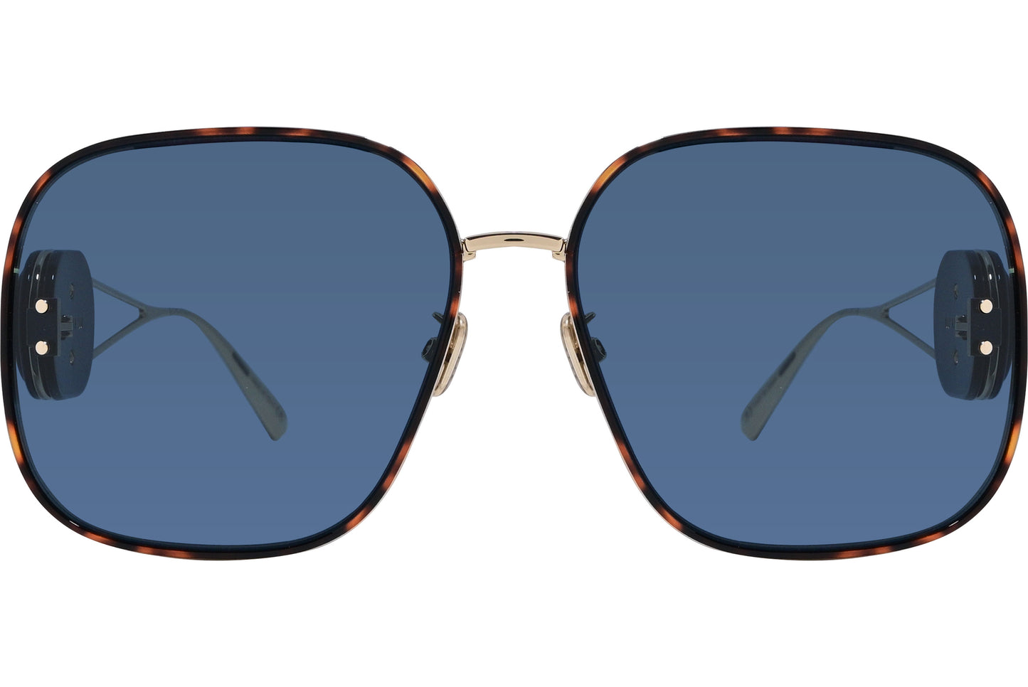 Side profile of Dior Bobby sunglasses – unisex Gold Blue 64-16-145 frame
