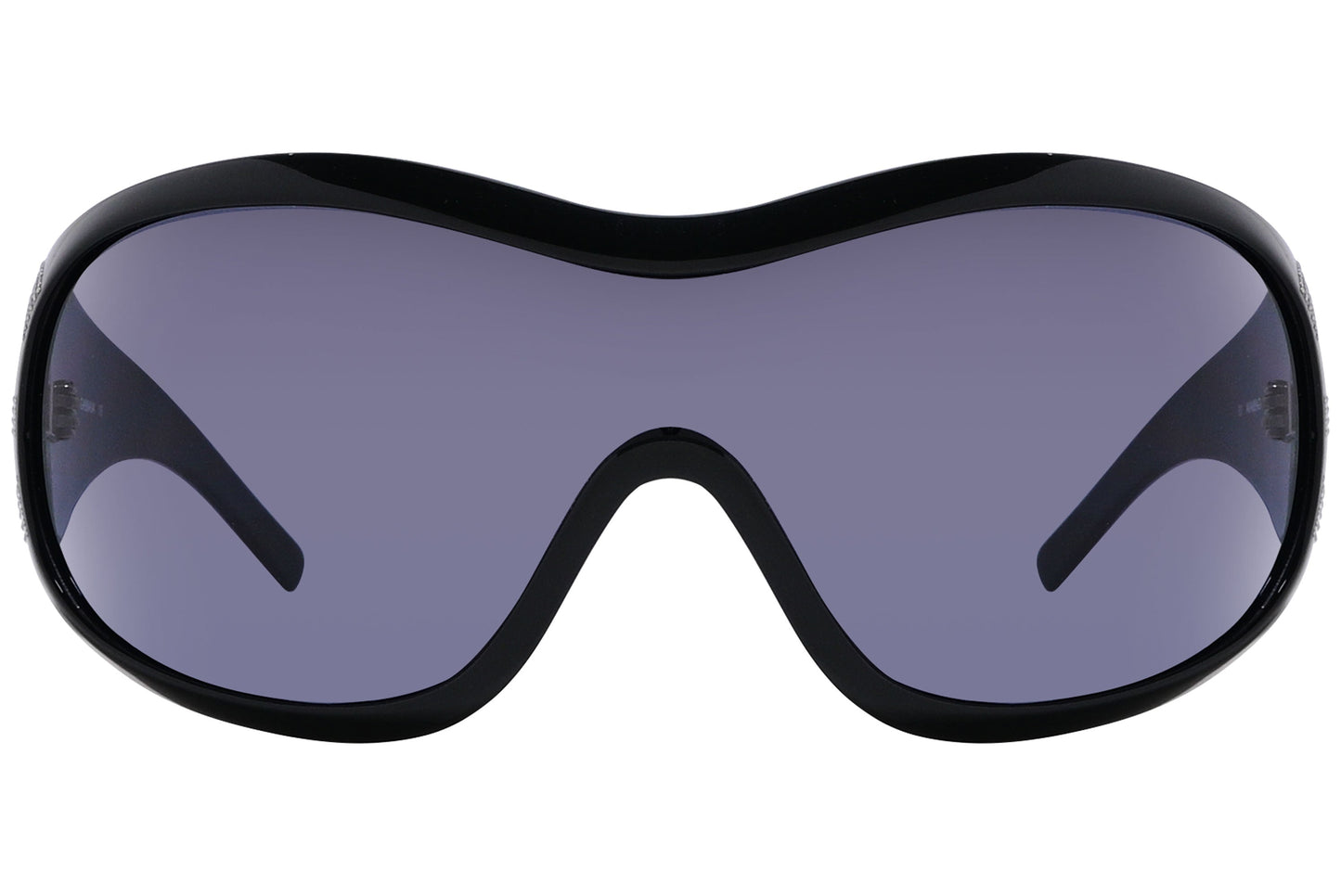 Close-up of Dolce & Gabbana black wrap-around sunglasses showing sleek frame and lens coverage