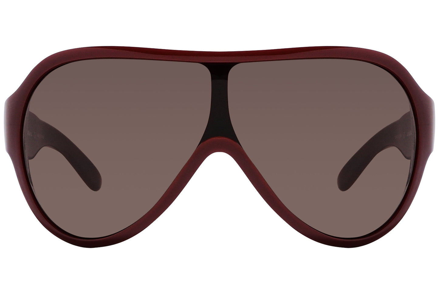 Close-up of Dolce & Gabbana aviator sunglasses in red showing lens tint and nose bridge detail