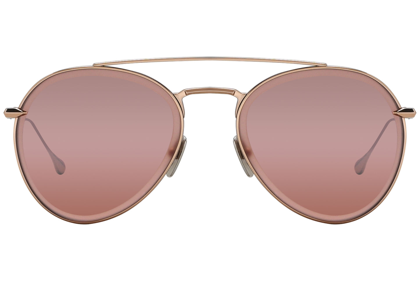 Close-up: Close-up of Dita Aviator Sunglasses DTS502-RSE-SIL rose gold frame and lens details