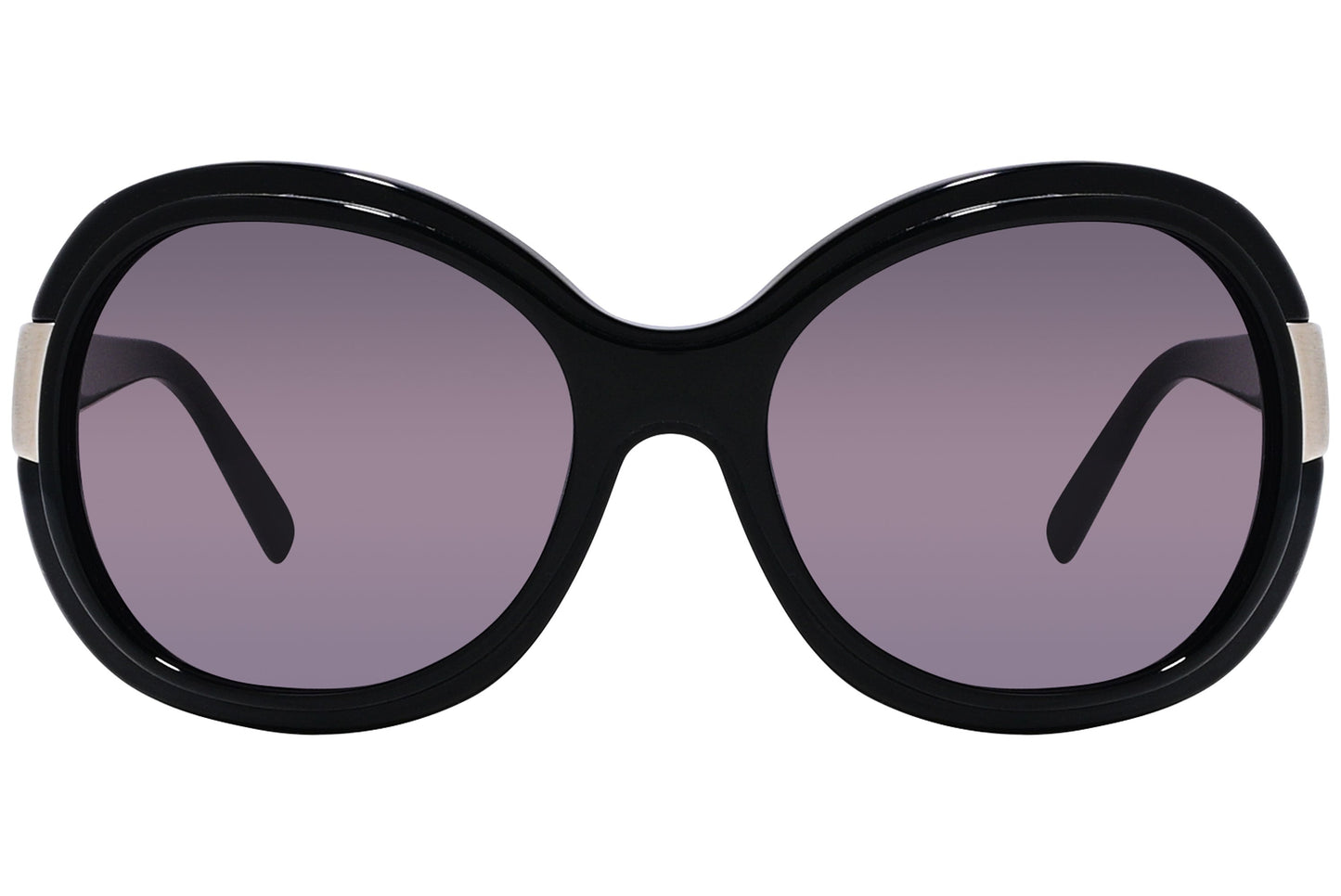 Close-up of Dolce & Gabbana black oval sunglasses highlighting smooth frame edges and logo detail