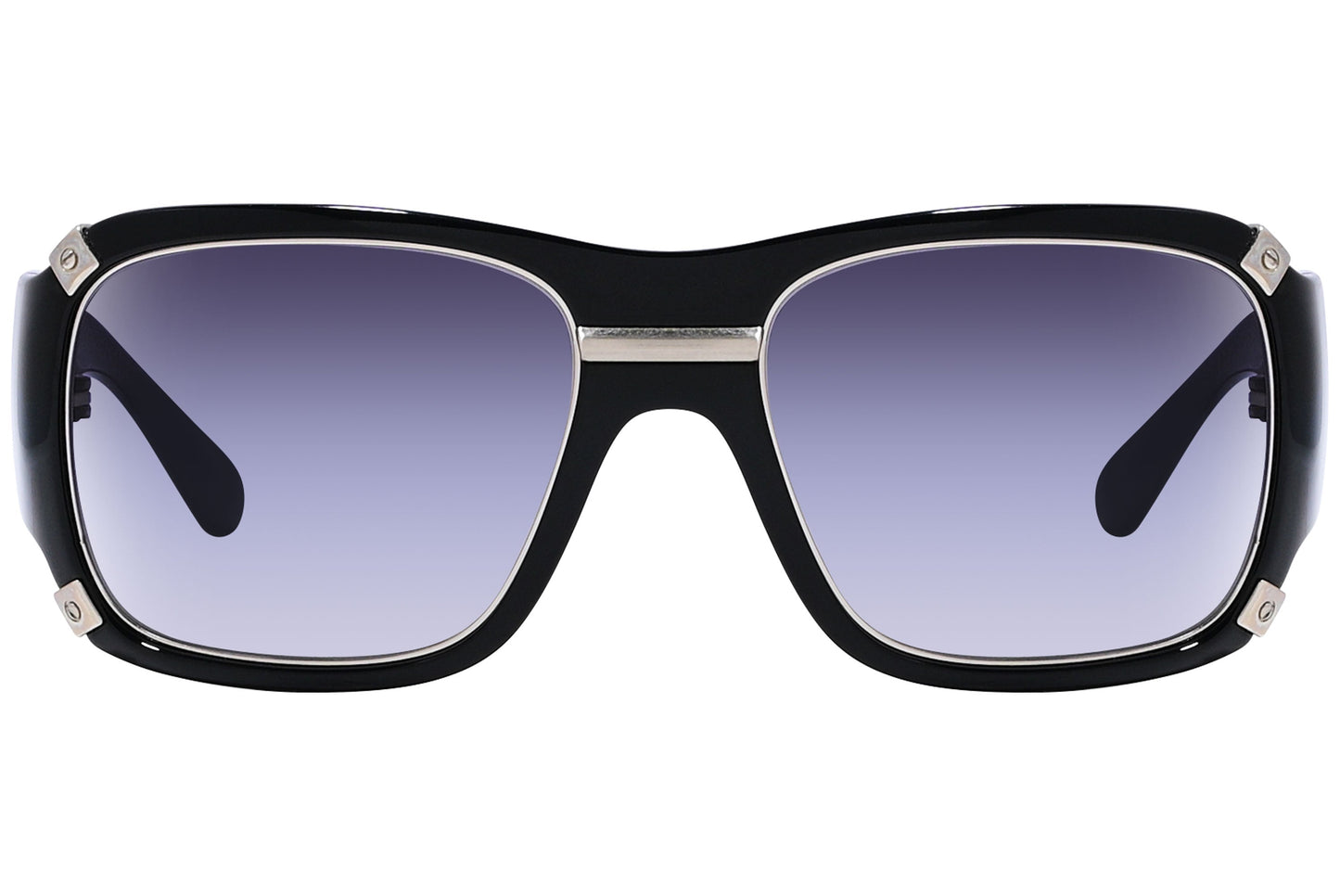 Close-up of Dolce & Gabbana square sunglasses in black for women showing lens tint and designer logo