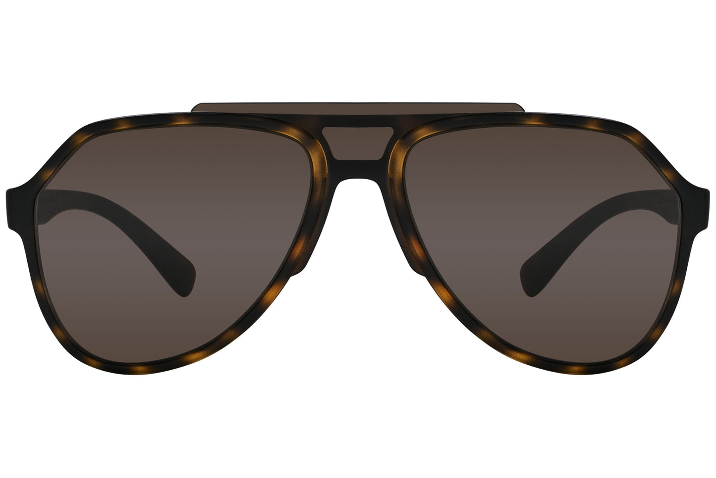Close-up of Dolce & Gabbana aviator sunglasses in tortoise highlighting lens color and vintage-style frame