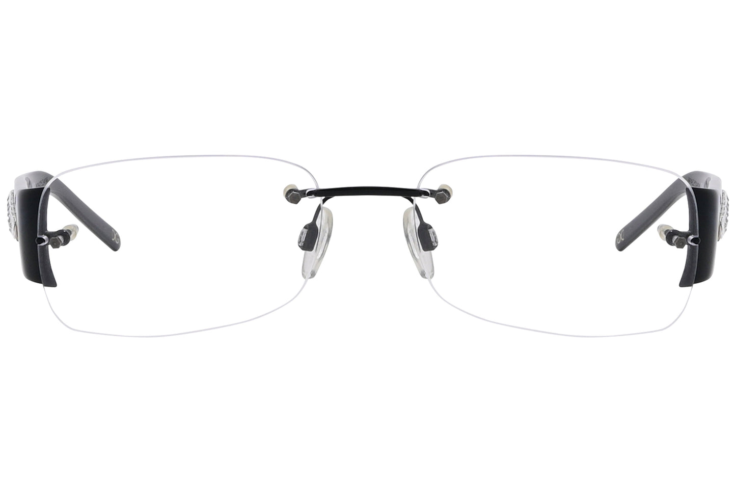 Close-up of black rectangular D&G eyeglasses showing frame texture and elegant finish