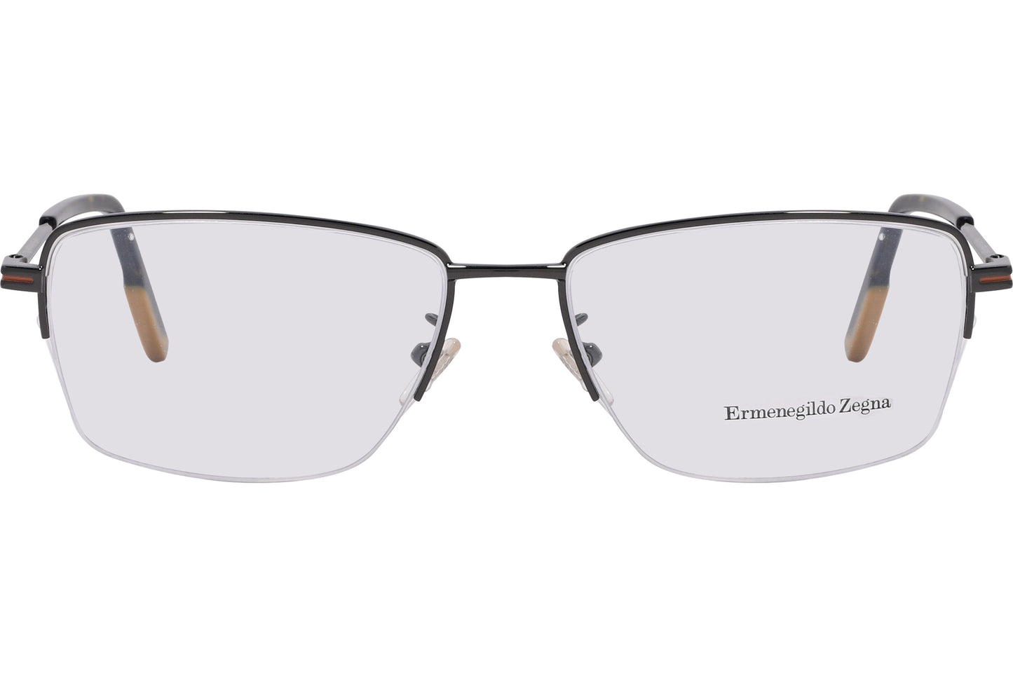 A pair of black rectangle eyeglasses with the brand name 'ermeegildo zegna' visible on the side.