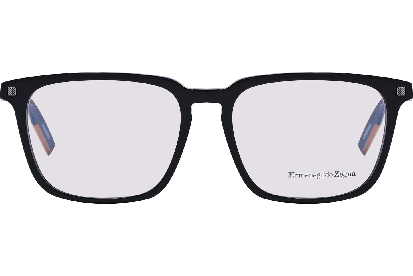 A pair of black rectangle eyeglasses with the brand name 'Ermenegildo Zegna' visible on the side.