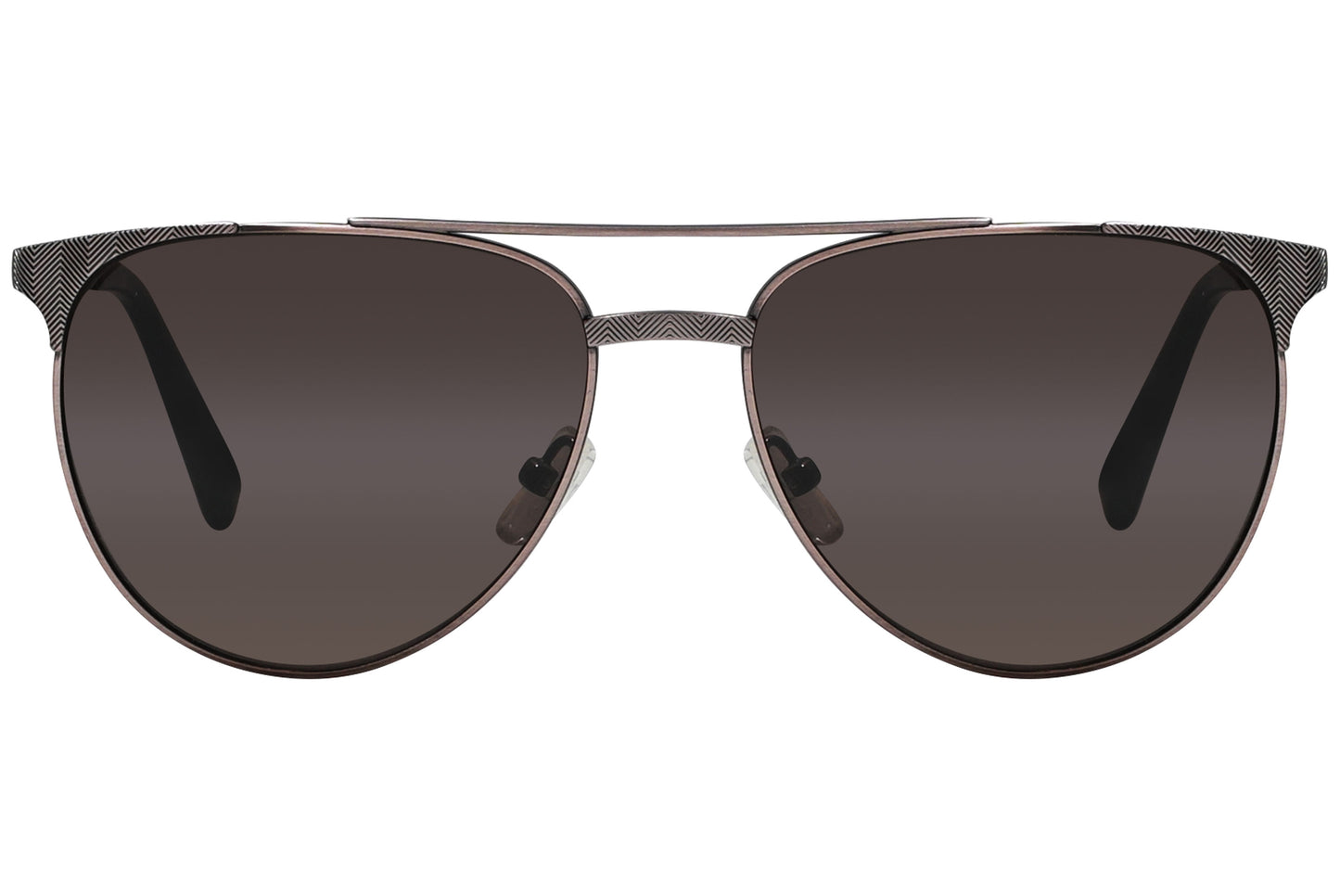 A pair of bronze aviator sunglasses with a metal frame and dark lenses.
