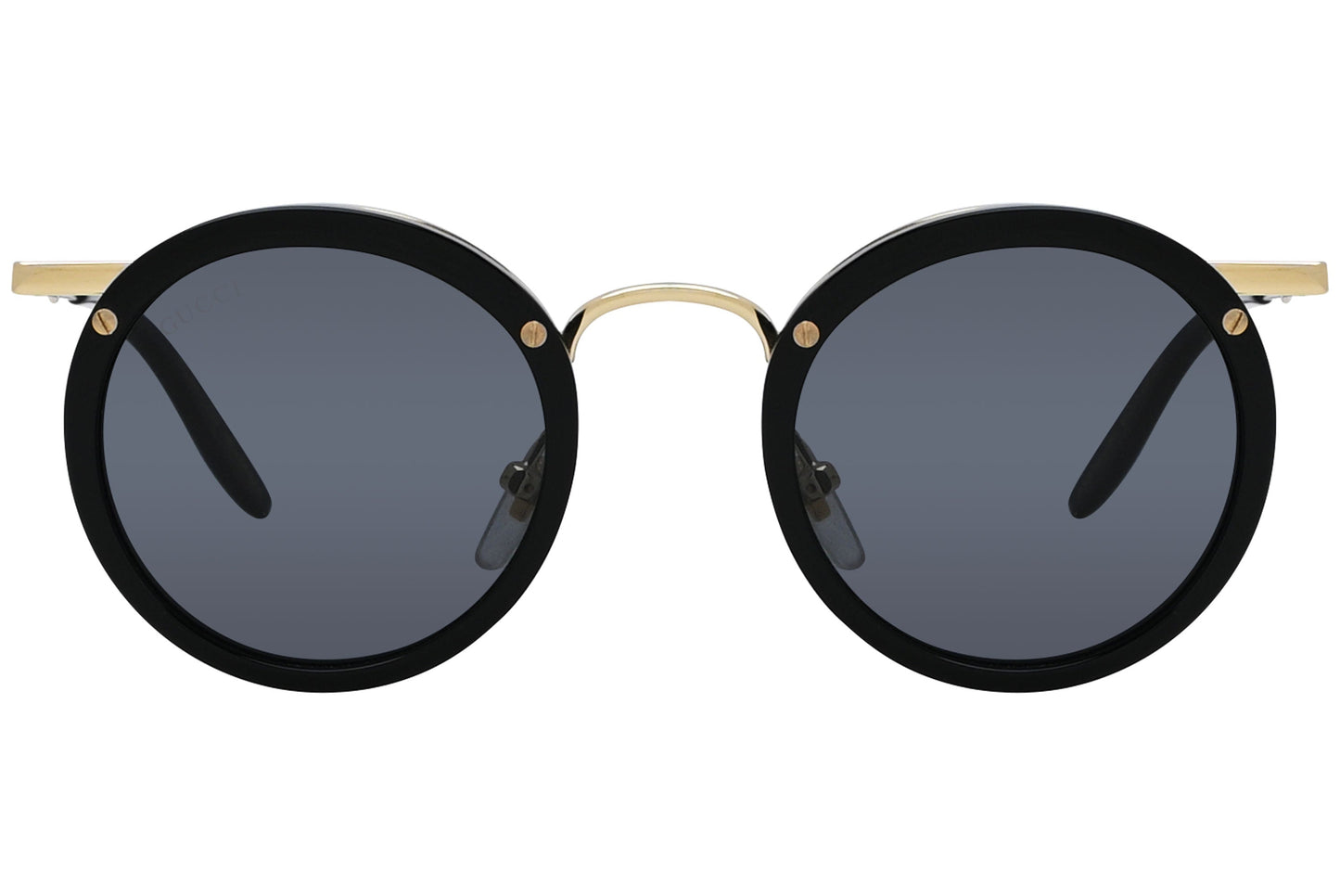 Gucci Round Gold with Black Sunglasses Model: GG0674S-1 Front View