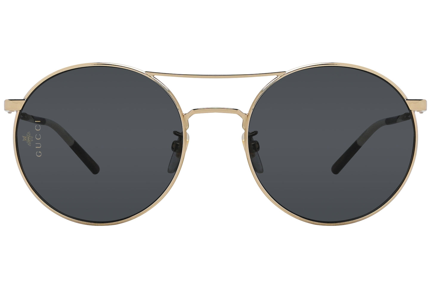Gucci Round Gold with Black Sunglasses Model: GG0680S-1 Front View