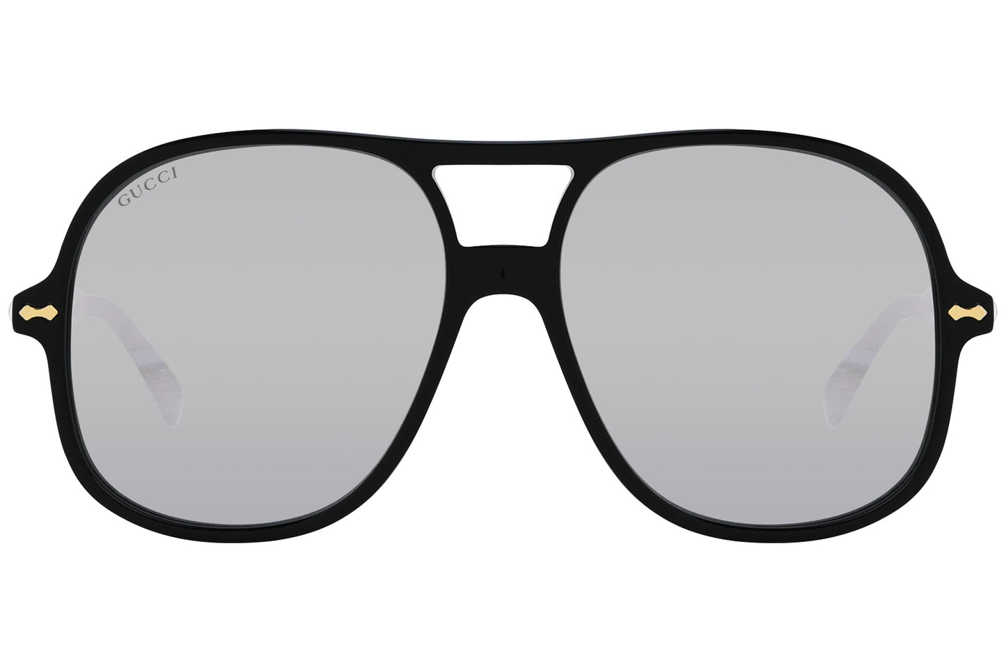 Gucci Aviator Black with Silver Sunglasses Model: GG0706S-1 Front View
