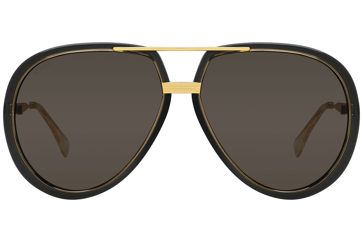 Gucci Aviator Gold with Black Sunglasses Model: GG0904S-1 Front View