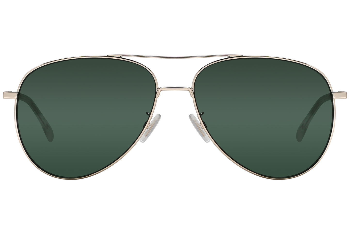 A pair of Hugo Boss aviator sunglasses with green lenses and a metallic frame.